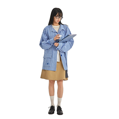 basicshenshen休闲复古格纹外套