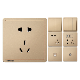 西门子开关插座面板 致典日曜金86型五孔插座带usb插座开关面板