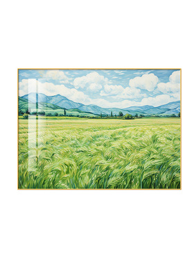 梵高丰收麦田肌理感餐厅挂画