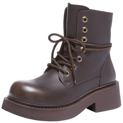 2023复古厚底粗跟马丁靴鞋子骆驼