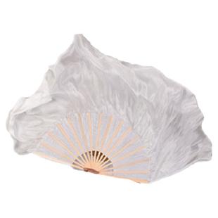 正品盛世鸿姿舞蹈扇 真丝纯白双面雪中梅古典扇子加长梁祝跳舞扇