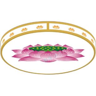 莲花吸顶灯佛堂灯客厅镂空棚顶寺庙教中式藏式金色荷花观音道茶室