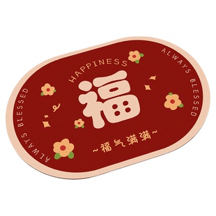 喜庆浴室地垫硅藻泥强吸水脚踩垫子厕所卫生间洗手间卧室门口新年