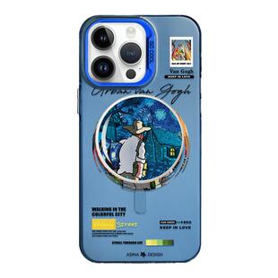 MASFEIL × 都市梵高适用苹果15Promax手机壳14磁吸支架iPhone16Pro保护套13网红卡包全包防摔max女款ip16新