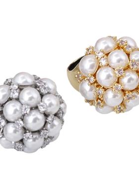 个性复古珍珠满钻戒指气质网红夸