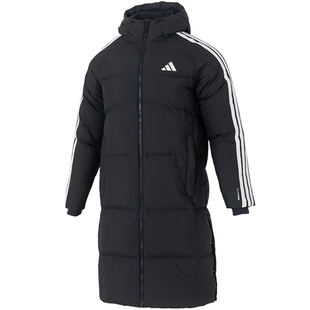 adidas阿迪达斯冬季男子户外运动休闲连帽羽绒服中长款外套KC2498