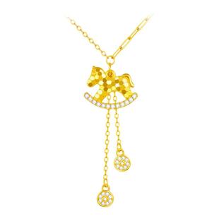 周大生马上有钱项链生肖马纯银吊坠锁骨链本命马年送女友生日礼物