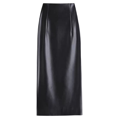 高腰皮裙女2025新款秋冬黑色半身直筒裙轻奢高级感女裙长款后开衩