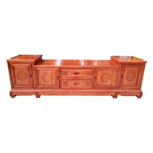 红木电视柜进口菠萝木地柜实木影视柜新中花梨木实木2.2米高低柜