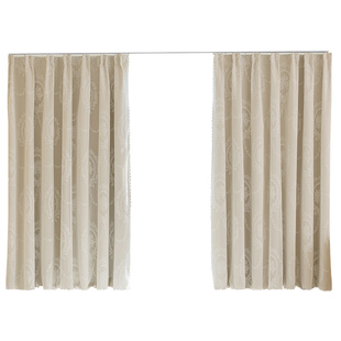 法式全遮光窗帘蕾丝双层布纱一体2025新款免打孔安装卧室飘窗阳台