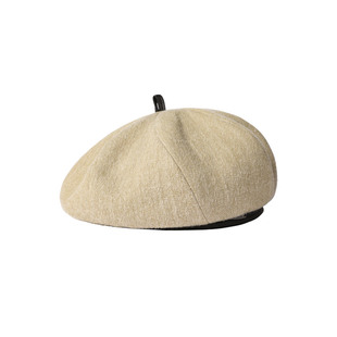 mrduck风幡 高阶手作感棉麻毛混织肌理感贝雷帽女春节穿搭新帽子