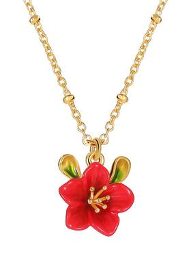 JuicyGrape珐琅海棠花项链法式