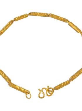 送女友新中式镀24K金色细竹节手链女款仿真黄金轻奢精致百搭手饰