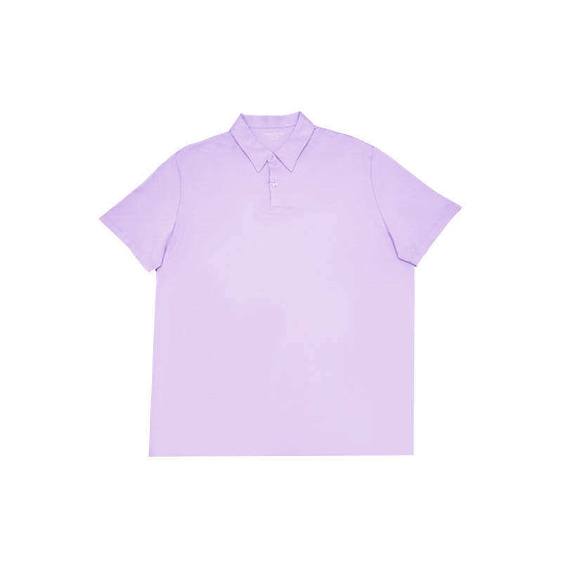 CHARLES丁香紫平纹Polo衫