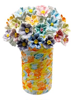 景德镇纯手工陶瓷花朵永生花花束