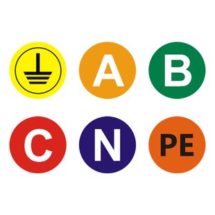 接地标识贴纸电力安全警示贴配电箱柜电源设备线零线火线接地线ABCNLPE三相线标签PVC圆形贴纸防水标识牌定制