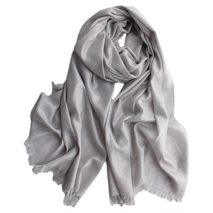 棉麻手感香槟色百搭丝巾金丝围巾礼服旗袍旅游披肩防晒长款女春秋