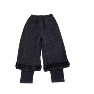 女童加绒裤子冬季拼接假两件马裤女孩阔腿裤儿童加厚一体绒休闲裤