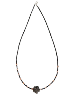 新中式天然黑尖晶石梅花锁骨链