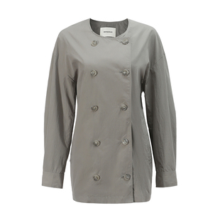 NON RESTRAIN设计感双门襟宽松廓形风衣女通勤气质双排扣短款外套