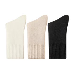 加厚袜子女秋冬加绒保暖仿羊毛中筒袜居家睡眠地板仿羊绒月子长袜