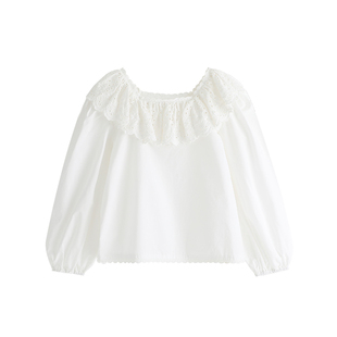 布丁哈鲁童装春秋装女童长袖衬衫2026新款儿童百搭洋气纯色娃娃衫