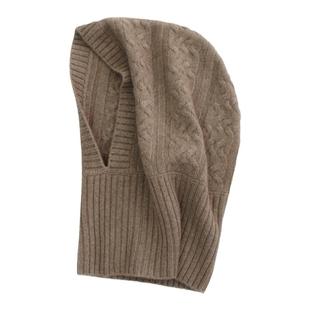 AiurtRuutti意式纯山羊绒连帽围脖时尚欧美减龄 绞花针织围巾帽子