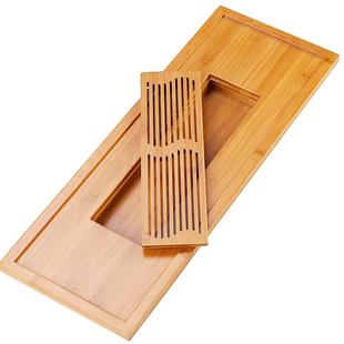 竹制茶盘家用排水式长方形小型竹子茶台茶具托盘大号抽屉式储水式
