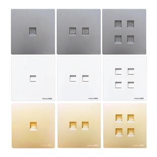 锦迈86型网线插座面板超五类六类网口网络面板墙壁单电脑四位多孔