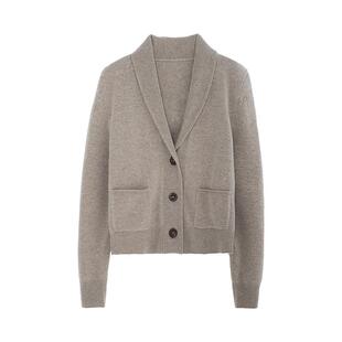 浅秋羊毛衫针织衫秋季新款女装V领显瘦保暖外套上衣女纯色毛衣