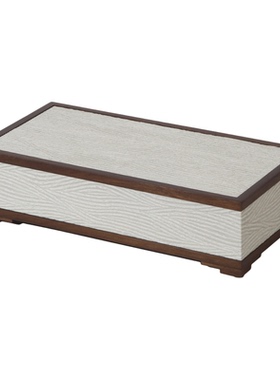 现代简约胡桃木树皮纹进口材料收纳盒托盘居家桌面摆件香薰装饰盒