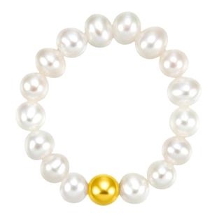 周大福SOINLOVE小金珠黄金珍珠戒指VR887生日礼物