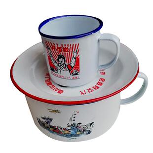 搪瓷泡面碗带盖加厚大号上班族快餐杯怀旧老式饭缸加热易清洗饭盒