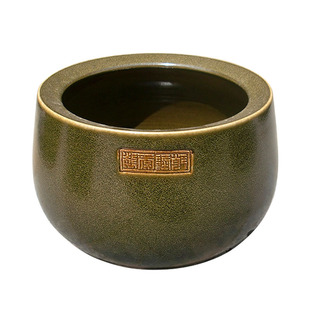 包邮玄关摆件景德镇陶瓷器仿古茶叶末釉聚宝盆睡莲碗莲盆荷花鱼缸