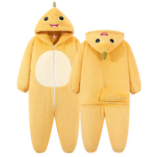 珊瑚绒秋冬季天大码连体加绒加厚2026新款奶龙睡衣男法兰绒家居服