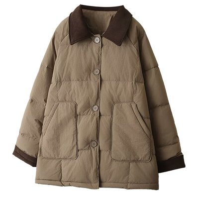 大码韩版宽松中长款羽绒服