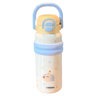 巴布豆大容量保温杯儿童吸管杯男女生高颜值水壶提手便携双饮水杯