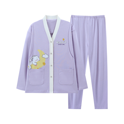 产妇月子服纯棉全棉吸汗孕妇睡衣孕期专用小个子秋冬季哺乳家居服