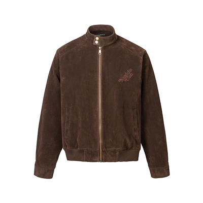 男道美式字母刺绣夹克植绒外套男女2025秋季新款复古街头简约上衣