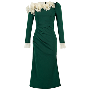 轻奢气质修身显瘦御姐风包臀连衣裙绝美气场强大高级感长袖鱼尾裙