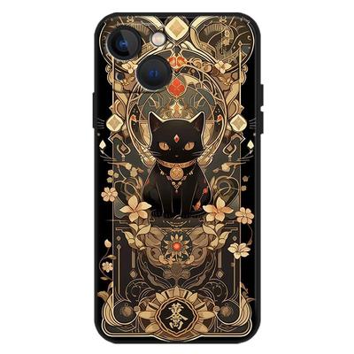 招财黑猫手机壳适用真我系列