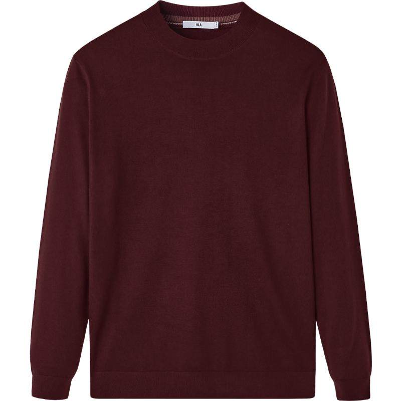 HLA海澜之家纯羊毛长袖针织衫25秋冬新款远红外圆领保暖羊毛衣男