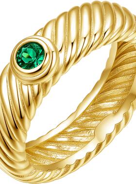 周六福戒指女S925银黄金色指环手饰时尚送女友本命年礼物