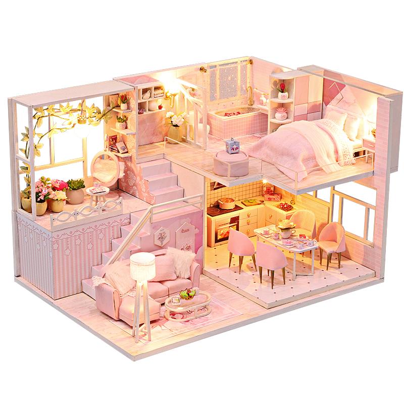 diy小屋手工制作少女心小房子模型拼装艺术别墅玩具生日礼物女生