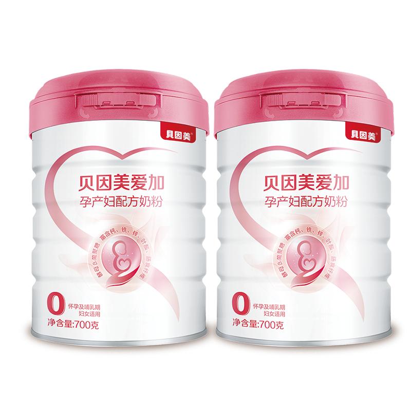 贝因美爱加孕妇粉低gi叶酸0蔗糖孕早中晚期孕妇专用奶粉700g*2罐