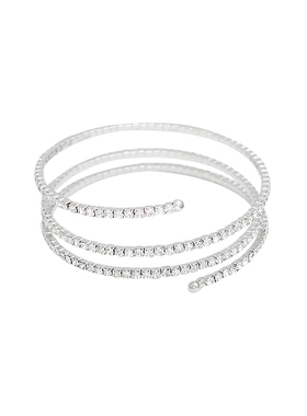 高级感银色多层水晶手镯子女款素圈手镯手链轻奢小众手环弹力饰品