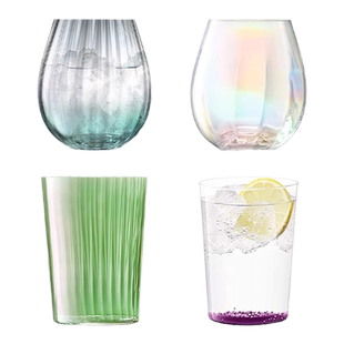 英国LSA 进口彩色水晶玻璃杯子家用轻奢紫色幻彩果汁杯水杯少女心