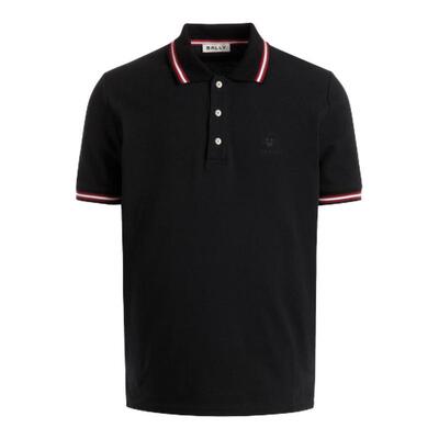 【尊享特惠】BALLY巴利红白条纹黑色棉质男士polo衫6313222