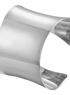 Céleste宽版光面弧形开口手镯