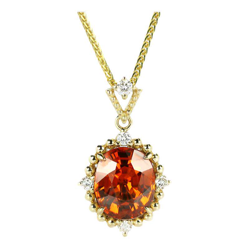 精品18K黄金天然芬达石复古吊坠